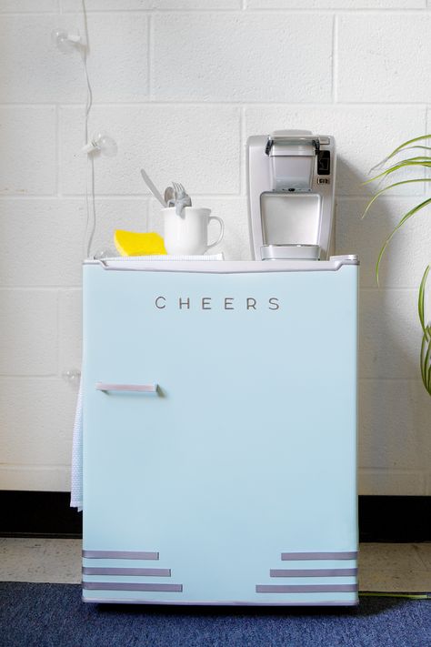 I hinted at this makeover in last week’s dorm tips post, and am excited to finally reveal the Retro Mini Fridge Makeover! I saw retro style fridges from Urban Outfitters but knew I wanted a custom option. Sadly, I live in an adult apartment with an adult sized fridge and couldn’t justify buying a mini piece- that is … … Continue reading → Decorate Mini Fridge, Mini Fridge Makeover, Mini Fridge Decor, Mini Fridge Cabinet, Retro Mini Fridge, Fridge Makeover, Dorm Hacks, Vintage Fridge, Beverage Fridge