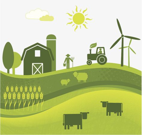 Agriculture Illustration Graphics, Farm Vector Illustration, Agriculture Graphic Design, Farm Illustration Design, Agriculture Illustration, Wind Clipart, Agriculture Art, Land Illustration, Farm Illustration