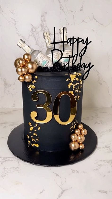 Buttercream custom Cake🖤✨🖤 •Thank you for choosing Sophies Sweets✨ • • Link is in my BIO✨ | Sophies Sweets19 | AFRO B · Casamigos (Pour It In My Cup) 45th Birthday Cake Men, Black And Gold Birthday Cake Men, 30 Birthday Ideas For Men Cake, 30th Birthday Ideas For Men Cake, Casamigos Cake, Black Birthday Cakes For Men, Custom Cakes For Men, Men’s 30th Birthday Cake, Birthday Cake 30th Men