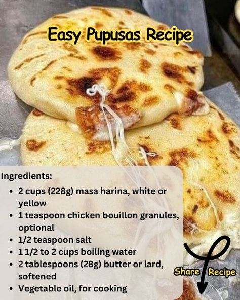 Easy Recipes Pupusa Masa Recipe, Tortilla Recipe Masa, Easy Pupusas Recipe, Pupusas Recipe Beef, Pupusas Recipe Easy, Papusa Recipe Easy, Pupusas Recipes, Easy Hispanic Recipes, Cheese Pupusas Recipe