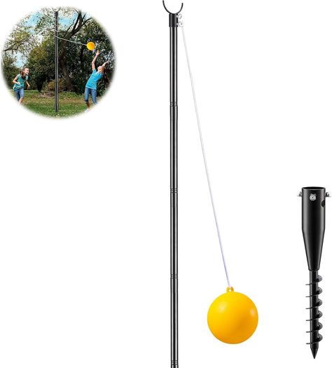 DIOVPLX Tetherball Set with Base - 9FT Heavy Duty Tetherball Set with Ball Rope, Portable Tether Ball Set for Outdoor Backyard, Outside Ball Games Sports for Kids Adults, Tetherball - Amazon Canada Diy Tetherball How To Make, Backyard Tetherball, Tetherball, Playground Balls, Sports Games, Outdoor Backyard, Sports Cycle, Outdoor Games, Activity Games