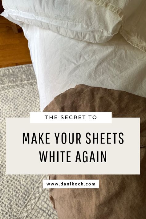 How To Whiten Yellowed White Sheets, Yellow Pillows Clean, How To Bleach Whites, Remove Yellow Stains, White Bed Sheets, Grey Sheets, Egyptian Cotton Bedding, Yellow Pillows, One Room Challenge