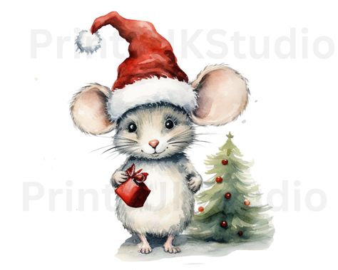 Watercolour Christmas Mice Clip Art 12 High Quality - Etsy UK Christmas Mouse Watercolor, Christmas Mouse Painting, Christmas Mouse Drawing, Christmas Stall Ideas, Small Sketches, Mouse Sketch, Christian Greeting Cards, Christmas Sketch, Mouse Paint