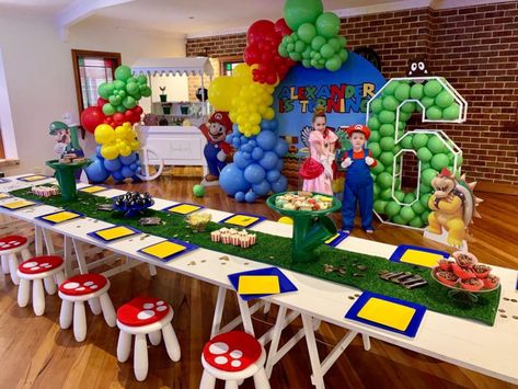 Mario Party Theme, Super Mario Party Decorations, Mario Party Decorations, Super Mario Party Favors, Super Mario Bros Party Ideas, Mario Brothers Birthday Party, Mario Kart Party, Mario Bros Birthday Party Ideas, Super Mario Bros Birthday Party