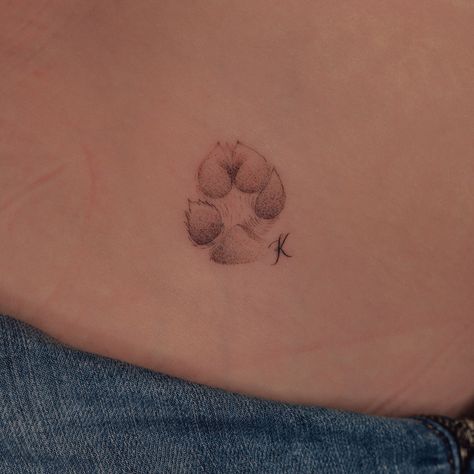 Fineline Dog Paw Tattoo, Red Paw Print Tattoo, White Paw Print Tattoo, Small Dog Paw Print Tattoo Ideas, Pug Paw Tattoo, Small Dog Tattoo Paw Prints, Dainty Paw Print Tattoo, Dog Tattoo Paw, Small Dog Paw Tattoo