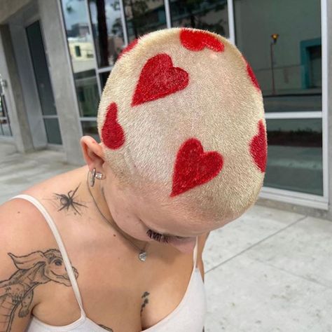 Instagram post by JACKIE BIEBER • May 13, 2020 at 4:23am UTC Shaved Head Designs, Buzzed Hair, Shaved Hair Designs, Shave My Head, Bald Hair, Funky Hairstyles, Heart Hair, Shaved Head, Hair Reference