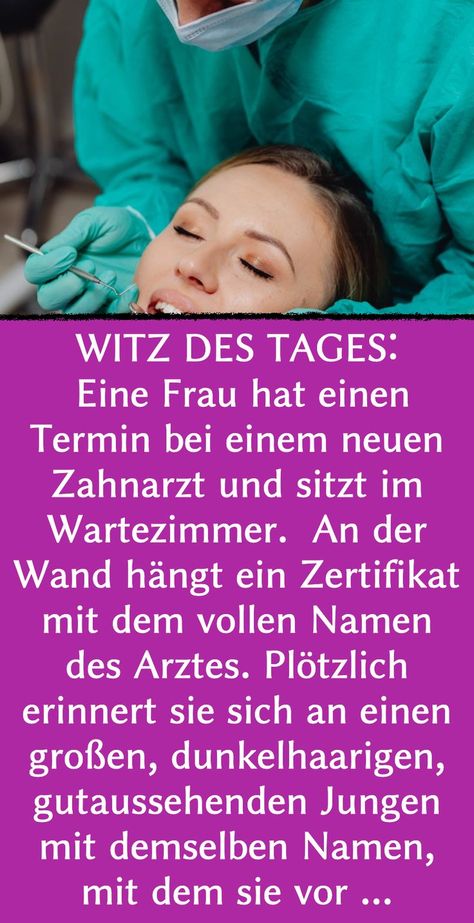 Witz des Tages: Frau erkennt alte Schulliebe beim Zahnarzt Zahnarzt-Witz des Tages: Frau erkennt Zahnarzt wieder In diesem Zahnarzt-Witz des Tages erkennt die Patientin in ihrem Zahnarzt eine verflossene Liebe aus der Schulzeit wieder. zahnarzt-witz, witz des tages, zahnarzt, patientin, arzt-witz Anatomy Study, Online Tools, Anatomy, Health Care, Education, Health, Funny, Quick Saves