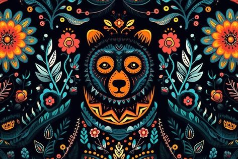 Page 3 | Folk Art Bear Images - Free Download on Freepik Folk Art Bear, Mixed Art, Bear Images, Ink Ideas, Bear Art, Mexican Art, Whimsical Art, Psd Files, Stitch Markers