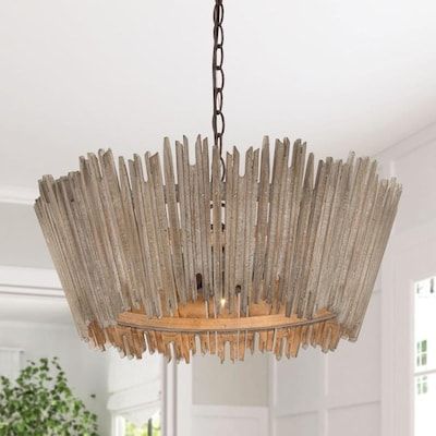 Shop lnc 3-light antique gray wood barn crate drum modern farmhouse chandelier in the chandeliers section of Lowes.com Color Chandelier, Farmhouse Chandelier Lighting, Transitional Style Decor, Weathered Wood Finish, Handmade Chandelier, Cage Chandelier, Island Chandelier, Wooden Chandelier, Lantern Chandelier