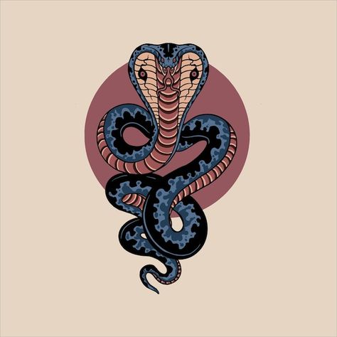 Vintage cobra tattoo vector design | Premium Vector #Freepik #vector #tattoo-art #viper #snake-illustration #snake-head Cobra Head Tattoo Design, Woman Traditional Tattoo, Cobra Drawing, Cobra Tattoo, Snake Illustration, Cobra Art, Snake Drawing, Web Tattoo, Tattoo Vector