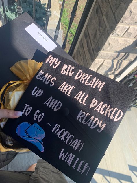 #graduation #gradcapdesign #morganwallen #graduationcapdesigns #graduate #graduationcap Morgan Wallen Grad Cap, Morgan Wallen Graduation Cap, Msw Graduation, Grad Cap Designs, Diy Graduation Cap, Diy Graduation, Graduation Cap Designs, Cap Ideas, Morgan Wallen