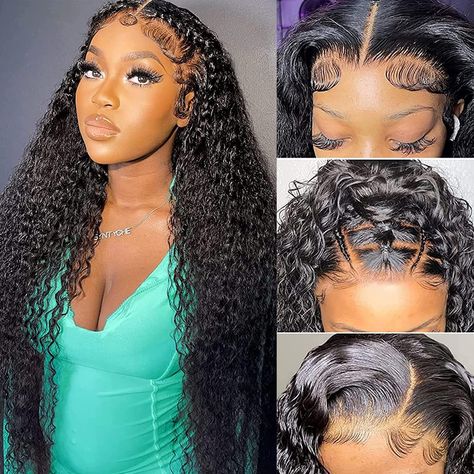 PRICES MAY VARY. ❤️【Water Wave 13x6 Lace Front Wigs Feature】The larger lace space, The more breathable you will fell, The more realistic free-part will be. 150% density with baby hair. 6 inches deep part space allows you part water wave wigs into Middle/Left/Right/Free Part and try more hairstyle. 💯【Curly Wig Hair Material】Human hair wigs for women use 100% unprocessed and pre-plucked Brazilian virgin hair with natural hairline. The lace frontal wigs feel soft and smooth. Can be easily dyed, bl Hair Pattern, Curly Lace Frontal, Hair Water, Natural Hair Wigs, Human Wigs, Lace Frontal Wigs, Lace Front Wigs Human Hair, Curly Human Hair Wig, Curly Lace Front Wigs