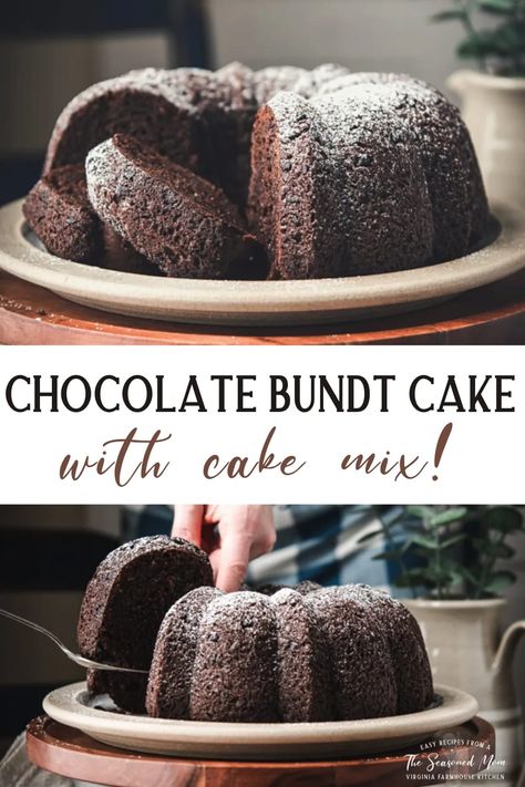 Easy Triple Chocolate Cake, Easy Chocolate Bundt Cake, Chocolate Bundt Cake Recipe, Easy Bundt Cake Recipes, Chocolate Chip Bundt Cake, Easy Bundt Cake, Triple Chocolate Cake, Mix Chocolate, Chocolate Bundt