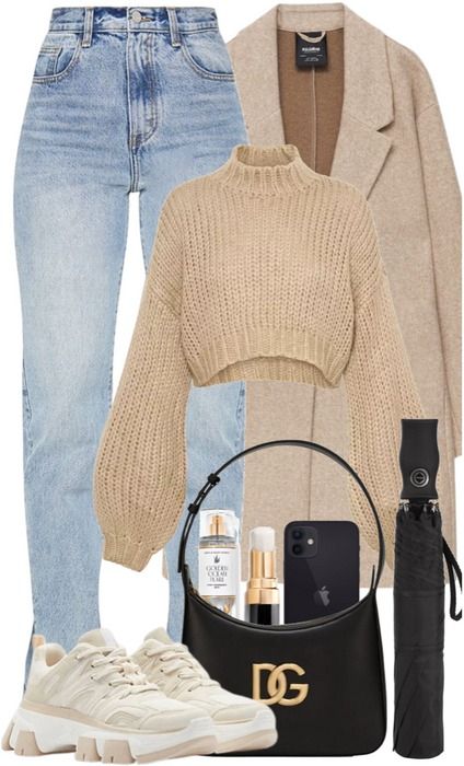 Another Rainy Day Outfit | ShopLook Lazy Rainy Day Outfit, Rainy Season Outfit, Lunch Outfit, Textured Coat, Chunky Knit Jumper, Outfit Mujer, Rainy Day Outfit, Outfit Shoplook, Day Outfit