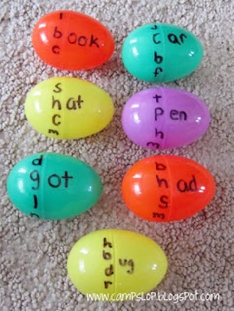 9 Lesson Plans for Your Leftover Easter Eggs - Word Families - Teach Junkie Phonological Awareness, Teaching Phonics, Kindergarten Reading, Phonics Activities, Word Families, Reading Ideas, Literacy Activities, Teaching Reading, Kids Education