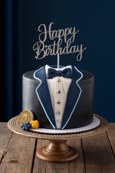 Unique Tuxedo Birthday Cake Designs for Men Birthday Cake Designs For Men, Modern Birthday Cakes For Men, Unique Tuxedos, Luxurious Colors, Cake Design For Men, Tuxedo Cake, Modern Birthday Cakes, Birthday Cake Decorating Ideas, Cake Aesthetic