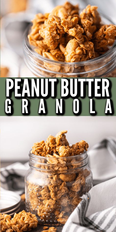 Best Granola Recipe, Peanut Butter Granola Bars, Peanut Butter Granola Bites, Pb Granola Recipe, Butter Pecan Granola Recipe, Granola With Butter, Homemade Protein Granola, Healthy Peanut Butter Granola, Healthy Peanut Butter Granola Recipe