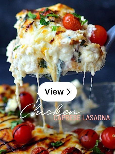 Lemon8 · White Chicken Caprese Lasagna Recipe · @MidwestBoyMama Chicken Lasagna Healthy, White Chicken Caprese Lasagna, Chicken And Mushroom White Lasagna, 12 Tomatoes Chicken Alfredo Lasagna, Ww Chicken Lasagna Recipe, Caprese Chicken, White Chicken, Dinner Guest, Lasagna Recipe