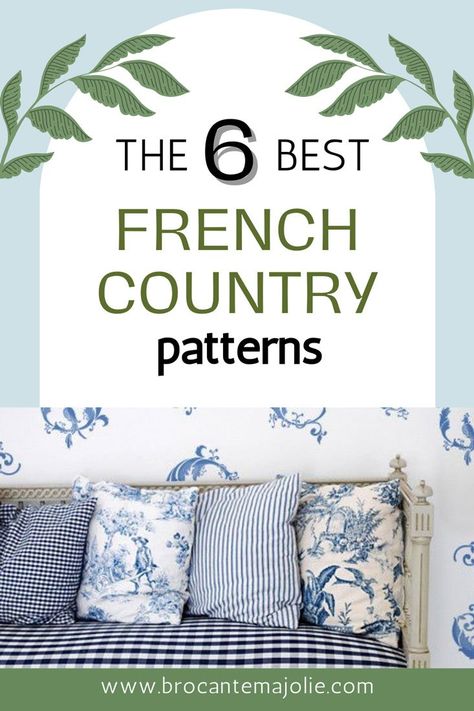 Toile And Buffalo Check French Country, French Country Fabric Kitchen, French Country Curtains Kitchen, Blue And White Fabric French Country, French Country Decorating Bedroom Master Suite, Blue And White French Country Bedroom, French Country Color Palette Bedroom, French Country Blue Living Room, French Country Patterns