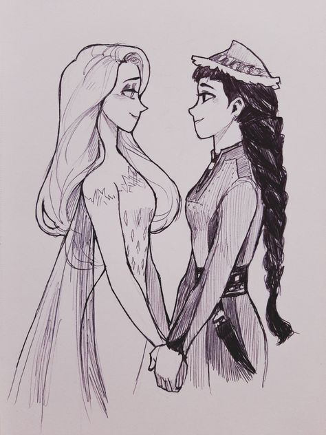 Sherlmerl on tumblr Elsa Girlfriend, Elsa X Honeymaren, Frozen Love, Disney Ships, Pocket Princesses, Harry Potter Disney, Frozen Disney Movie, Disney Crossovers, Disney Elsa