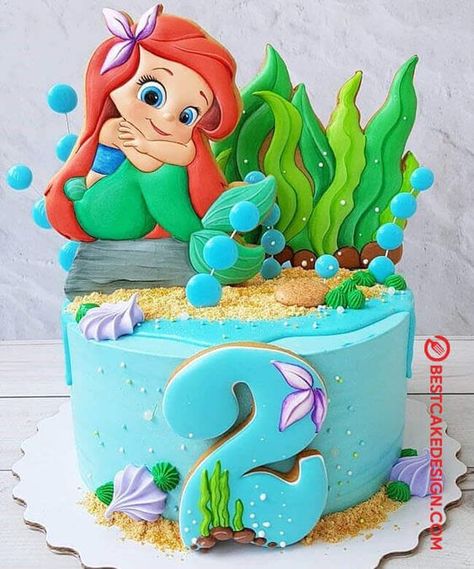 50 Disneys Ariel Cake Design (Cake Idea) - October 2019 Kue Disney, Ariel The Mermaid, Toddler Birthday Cakes, Ariel Cake, Little Mermaid Cake, Ariel Birthday Party, Little Mermaid Cakes, Mermaid Birthday Cakes, Ariel Birthday