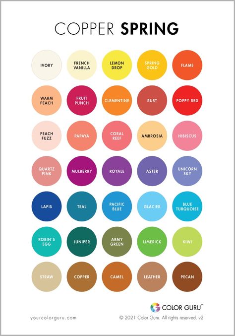 Spring Color Season Palette, Sunlit Spring, Color Guru, True Spring Color Palette, Warm Spring Color Palette, Light Spring Color Palette, True Spring Colors, Light Spring Colors, True Spring