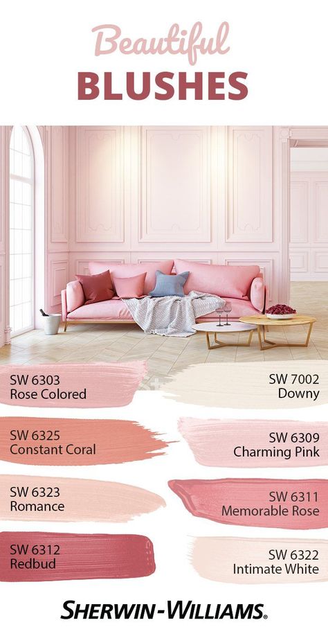 Stay rosy all day with this pink palette that’s a wonderful delight for your eyes. Using pink on your walls promot… | Bedroom colors, Pink paint colors, Room colors Intimate White, Pink Paint Colors, Spiegel Design, Mirror Wall Bedroom, Pink Palette, Soft Spot, Pink Paint, Pink Room, Bedroom Paint