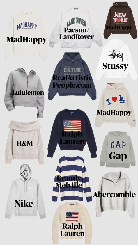 #sweater #brands #madhappy #landrover #lululemon #realartisticpeople #stussy #h&m #ralphlauren #gap #nike #brandymelville #abercrombie Outfit Inspo Casual, Casual Preppy Outfits, Cute Lazy Day Outfits, Trendy Outfits For Teens, Cute Preppy Outfits, Mode Ootd, Stockholm Fashion, Sweater Brands, Simple Trendy Outfits