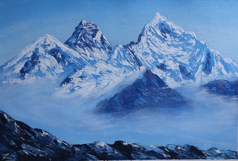 This is an original painting of Mount Everest, the highest peak in the world, by our expert artist. Size: 11 inches x 15 inches Material: Canvas Color: Acrylic Painting tool: Palette knife THIS IS AN ORIGINAL PAINTING, NOT A PRINT! The painting comes in a roll, FRAME IS NOT INCLUDED! World famous painters such as REMBRANDT, BOB ROSS, FRANS HALS and TITIAN used palette knife for painting. Mountain Painting Acrylic, Nepal Himalayas, Pretty Phone Backgrounds, Mountain Sketch, Himalayas Mountain, Skull Sleeve, Mountain Drawing, Mountain Painting, Art Paintings For Sale