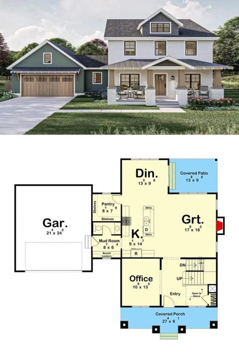 2,200 Sq Ft Two-Story Country-Style House Plan with 3 Bedrooms, Loft, and Double Garage 2000 Sq Ft House Plans Modern, 2300 Sq Ft House Plans 2 Story, 2500 Sq Ft House Plans 2 Story, 2 Story 3 Bedroom House Plans, 2000 Sq Ft House Plans 2 Story, Small Two Story House Design, 2 Story House Plans, Mountain Craftsman House Plans, 3 Bedroom Home Floor Plans