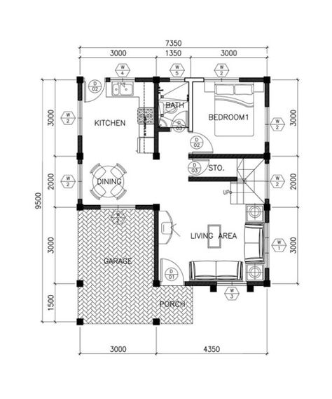 Sarah is a dramatic open to below two storey house plan with 3 bedrooms and 3 bathrooms. It can be built in a lot with a minimum area of 147 sq.m. and a minimum lot frontage of 10.5 meters with min… Small Two Story House Plans, Small Two Story House, Small House Designs, House Plan Ideas, Two Storey House Plans, Duplex Floor Plans, Two Story House Design, 2 Storey House, Two Story House Plans