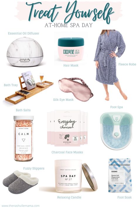 Budget friendly items for the perfect at home spa day! #spaday #aromatherapy #spa #relax #relaxation Perfect Spa Day At Home, Spa Essentials List, Home Spa Ideas Decor, Diy Home Spa Ideas, Diy Spa At Home, Selfcare At Home, Perfect Day Ideas, Home Spa Products, Spa Products Packaging