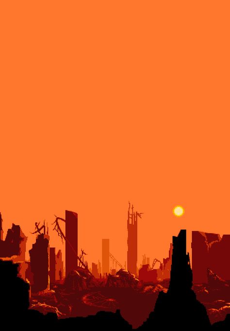 post apocalyptic Destroyed City Aesthetic, City Destruction, Art Apocalypse, Pixel Art Gif, Concept Art Landscape, Dystopian Art, Dystopian Aesthetic, Apocalypse Aesthetic, Post Apocalyptic Art