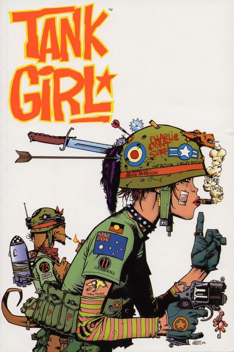 Jamie Hewlett (Gorillaz, Tank Girl) Inspo Album - Imgur Tank Girl Art, Tank Girl Comic, Jamie Hewlett Art, Jamie Hewlett, Gorillaz Art, Arte Punk, Art Tumblr, Girl Posters, Illustration Girl