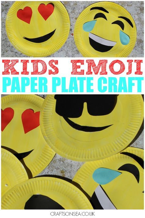 This emoji paper plate craft for kids is super easy to make and loads of fun too! Emoji Crafts For Kids, Kiddie Academy, Emoji Craft, Paper Plate Art, Crafts Thanksgiving, Paper Plate Craft, Crafts For Kids Easy, Paper Plate Crafts For Kids, Easy Arts And Crafts