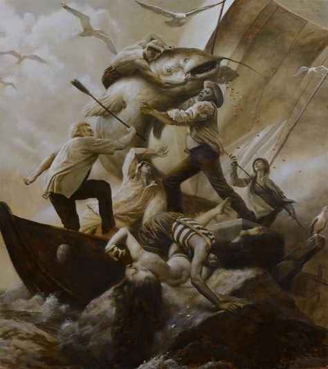 “Taming Leviathan” - Oil painting by Adam Miller Adam Miller, Monochrome Painting, Weird And Wonderful, Couple Art, Featured Art, Art Collector, Meet The Artist, Cool Artwork, Travel Art