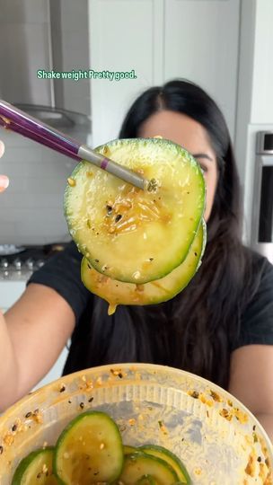 15K views · 5.9K reactions | MAKIN A WHOLE CUCUMBER LIKE @logansfewd 🥒  This is the peanut sauce & I really loved this sauce 🔥🔥 I love cucumbers so I will be here trying all the combos.  Also mandolins are scary 😂  Sauce: tbs peanut butter, rice wine vinegar, soy sauce, salt, seasame oil, sesame seeds, chili oil crunch.   #cucumbers #cucumber🥒 #peanutsauce #cucumbersalad | Samiya Jakubowicz | socialsami · Original audio Chili Oil Crunch, I Will Be Here, Butter Rice, Rice Wine Vinegar, Protein Recipes, Chili Oil, Rice Wine, Wine Vinegar, Peanut Sauce