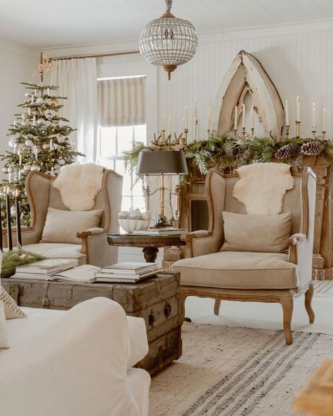 Liz Marie Christmas, Scroll Stoppers, Painted Kitchen Island, French Glam, The Found Cottage, Tufted Sectional Sofa, Cozy White Cottage, Rustic Winter Decor, Liz Marie