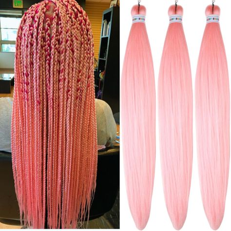 PRICES MAY VARY. Leticia 2024 Pink Braiding Hair Pre stretched Advanced Braiding Hair Extension Made By New Technology-Amazing Color, No Discoloration, No itch, No knots 26Inch-Waist Length , 300 Grams Hair=Full Hair Style Pre stretched Braiding Hair Easy For Braids , Locs, Twists ,etc. New Hair Extensions For New Year, New Self. Leticia -- registered brand in US, which means professional and quality assurance. Leticia Braiding hair will transform the way you see yourself today, tomorrow, and fo Pink Braiding Hair, Purple Braiding Hair, Pre Stretched Braiding Hair, Braiding Hair Colors, French Plait, Kanekalon Braiding Hair, Braids Locs, Crochet Hair Extensions, Braid In Hair Extensions