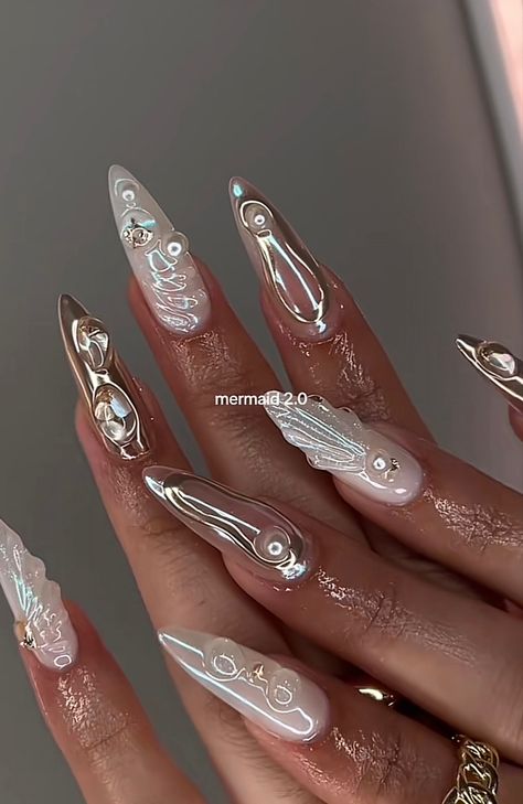 Wife Nails, Mermaid Nails, Classy Acrylic Nails, Mob Wife, Unique Acrylic Nails, Nails 2024, Go Crazy, Birthday Nails, Manicure Y Pedicure