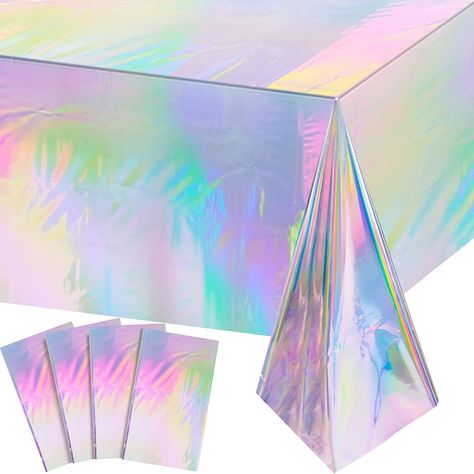 Hiasan Perkahwinan, Iridescent Party, Rainbow Party Decorations, Majlis Perkahwinan, Party Table Cloth, Plastic Table Covers, Plastic Table, Holographic Foil, Plastic Tablecloth