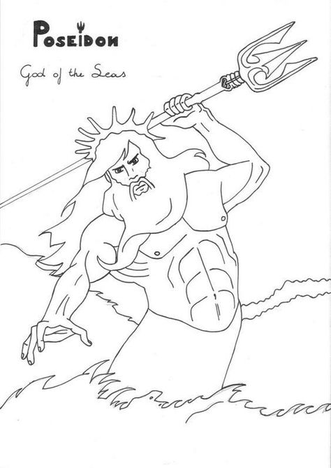 Poseidon Drawing, Greece Project, God Mythology, Greek Crafts, Sea God, Zeus And Hera, Greek Mythology Gods, Roman Gods, Greek Gods And Goddesses