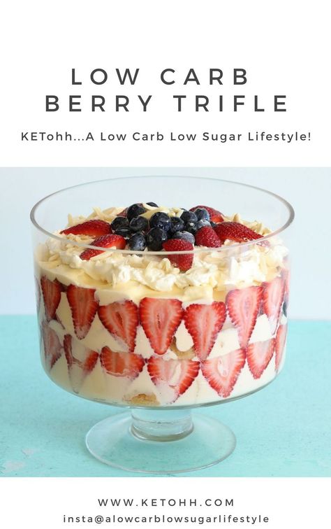 Keto Trifle Desserts, Keto Trifle, Traditional Trifle, Retreat Recipes, Recipe For Diabetics, Thm Cake, Berry Trifle, Sugar Recipes, Cookies Gluten Free