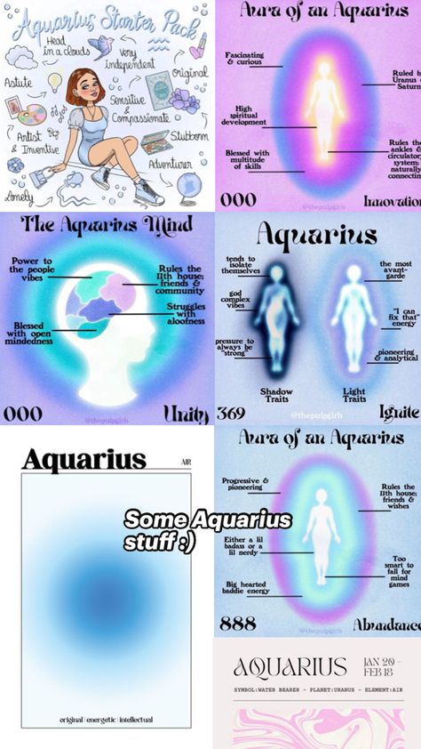 some facts about aquarius! my collage! ☁️ Aquarius Collage, Facts About Aquarius, About Aquarius, Spiritual Development, Facts About, Aura, Spirituality, Mindfulness, Energy