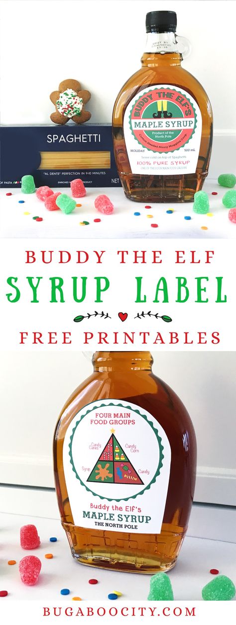 Buddy the Elf Syrup Label - Free Printable Holiday Gift! Elf Movie Party, Elf Themed Christmas Party, The Movie Elf, Elf Party, Syrup Labels, Kindergarten Craft, Elf Christmas Decorations, Holiday Friends, Elf Tree