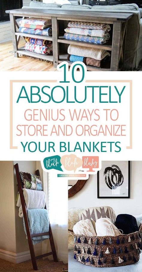 10 Absolutely Genius Ways to Store and Organize Your Blankets Blanket Storage Living Room, Store Blankets, Living Room Blanket, Small Closet Space, Storing Blankets, Small Closets, How To Store, Blanket Storage, Living Room Storage