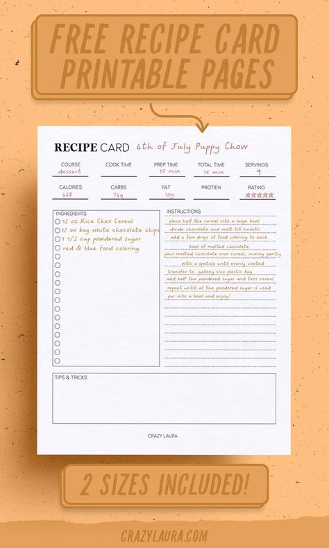 Keep track of all your favorite recipes with these free recipe card printable pdf sheets! With two different sizes and layouts, you will never miss out on the best meals around! Recipe Binder Printables Free, Recipe Binder Printables, Printable Recipe Page, Binder Printables Free, Recipe Cards Printable Free, Printable Recipes, Planner Vintage, Best Sugar Cookie Recipe, Best Meals