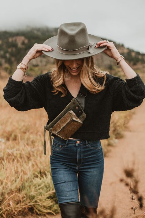 Hammitt Charles belt bag, Olive & Pique felt hat Women Felt Hat, Green Hat Outfit Winter, Olive Hat Outfit, Rancher Hat Outfits Winter, Green Felt Hat Outfit, Olive Green Hat Outfit, Felt Hat Outfit Fall, Green Fedora Hat Outfit, Felt Hat Outfit Summer