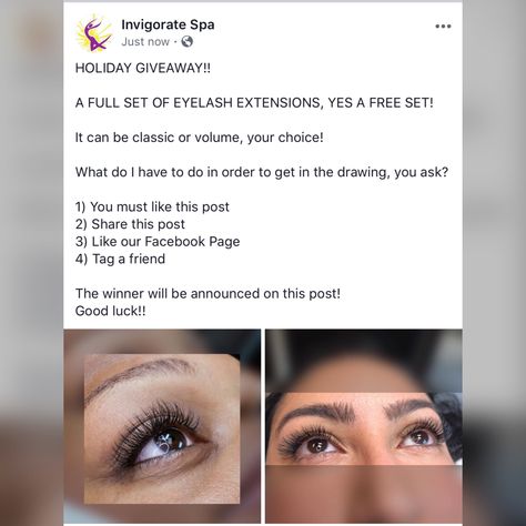 HOLIDAY GIVEAWAY!!   A FULL SET OF EYELASH EXTENSIONS, YES A FREE SET!   It can be classic or volume, your choice!  What do I have to do in order to get in the drawing, you ask?  1) You must like this post  2) Share this post 3) Like our Facebook Page  4) Tag a friend  The winner will be announced on this post!  Good luck!! Free Lash Set Giveaway, Semi Permanent Eyelashes, Permanent Eyelashes, Eyelash Enhancer, Holiday Giveaways, Natural Eyelashes, Eyelash Extensions, Eyelashes, Lashes