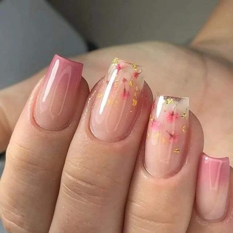 Encapsulated Nails, Boho Nails, Subtle Nails, Blush Nails, Nagel Inspo, Pink Acrylic Nails, Cat Kuku, Pretty Acrylic Nails, Floral Nails